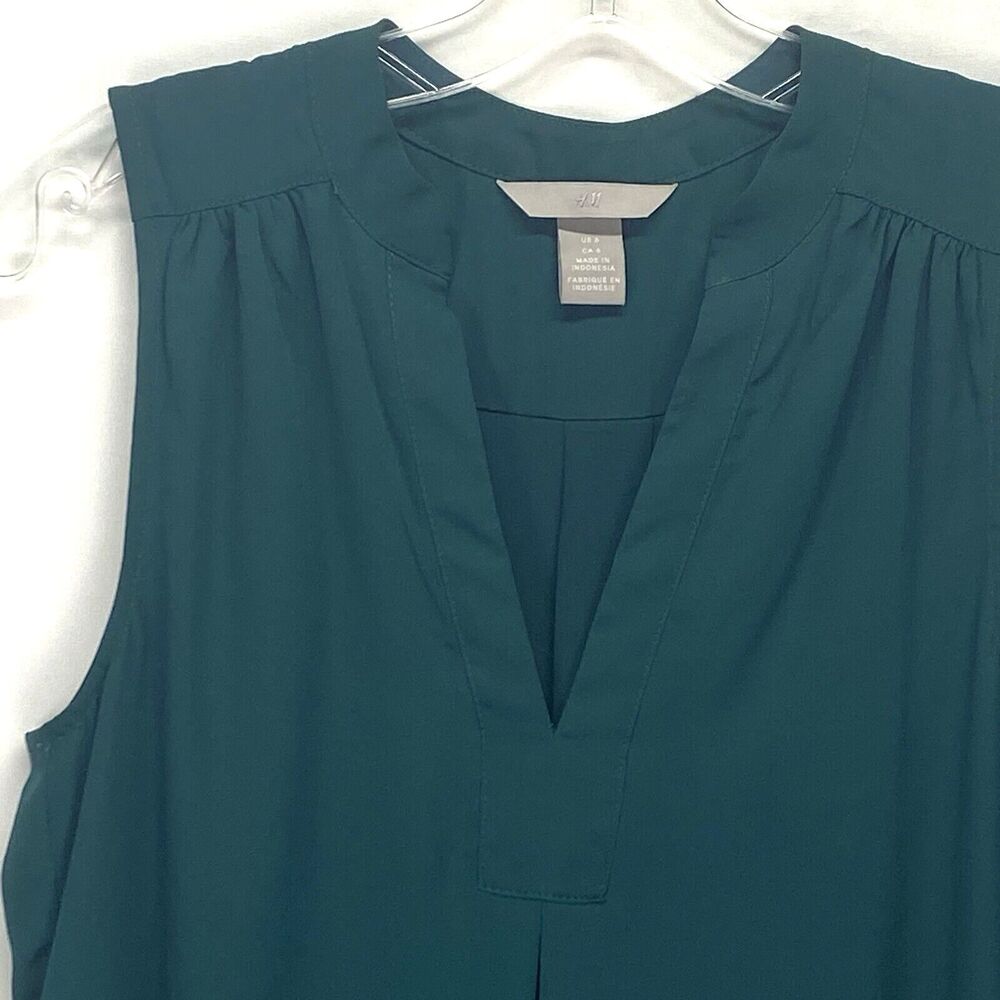 H&M Women's Slip Dress Lined Size 6 Green Sleeveless Sheer RN101255 - Picture 2 of 7